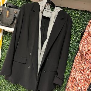 Rachel Zoe Black Blazer with Gray Hoodie